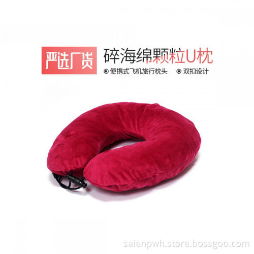 Crushed memory foam travel neck pillow